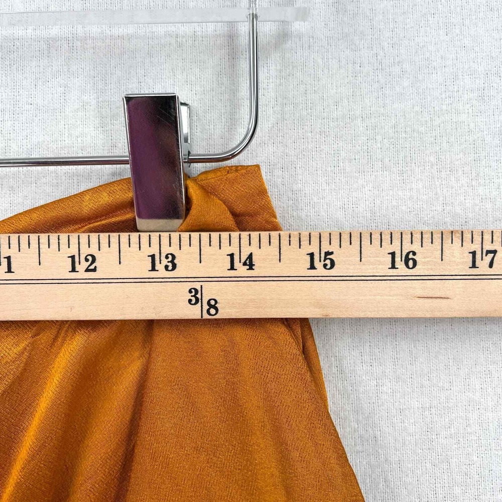 ENZA COSTA Hammered Satin Wrap Slip Skirt Women Medium Saffron Lightweight Midi - Picture 14 of 16